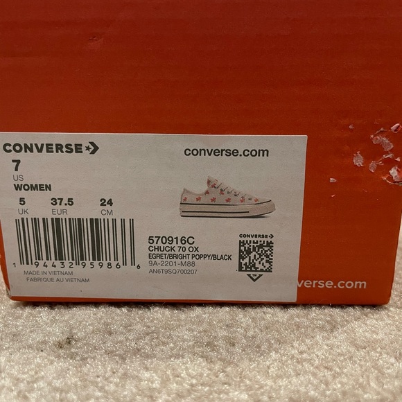 NWT Chuck 70 bright Egret/Poppy/black low top 7 (FINAL PRICE 80) - Picture 5 of 16